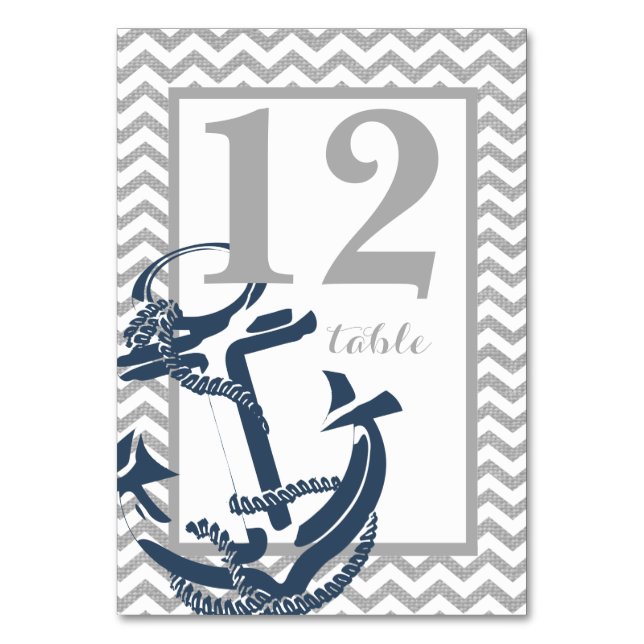 Anchor and Chevron Table Number Card (Front)