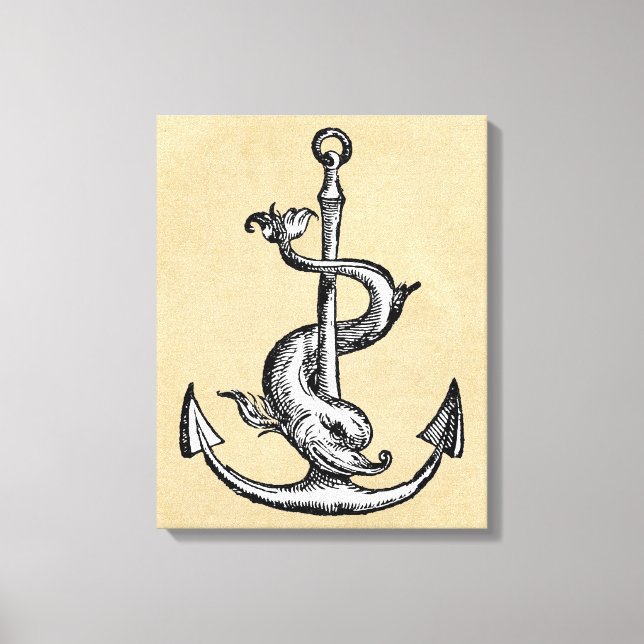 Anchor and Dolphin - Festina Lente Canvas Print (Front)
