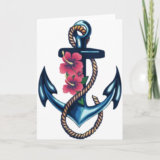 Anchor and Flowers Card (Front)