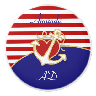 Anchor and Heart Ceramic Knob