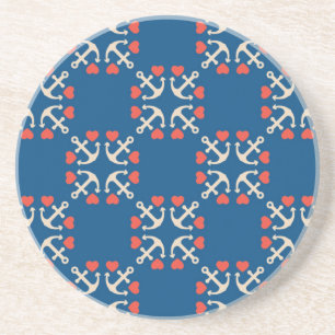 Anchor And Heart Pattern Coaster