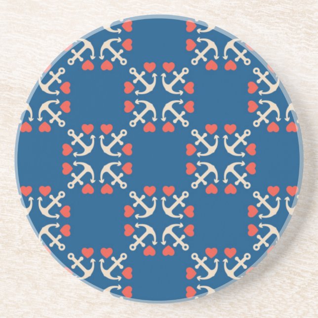 Anchor And Heart Pattern Coaster (Front)