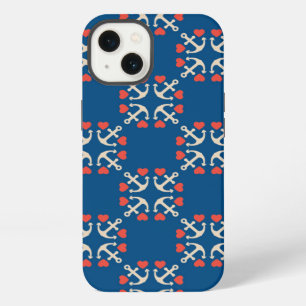 Anchor And Heart Pattern iPhone 13 Case