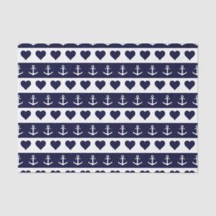 Anchor and heart pattern on custom background tissue paper