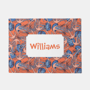Anchor And Jellyfish Pattern   Add Your Name Doormat