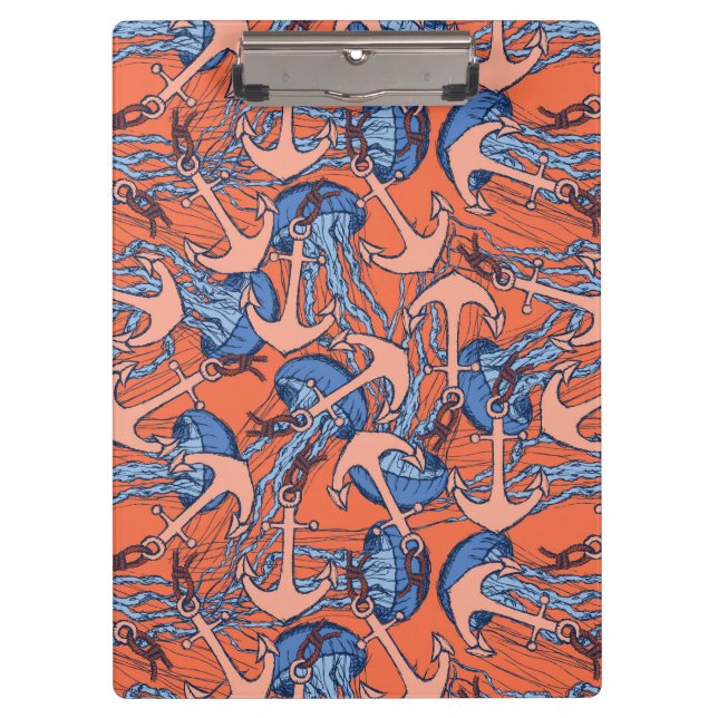 Anchor And Jellyfish Pattern Clipboard (Front)