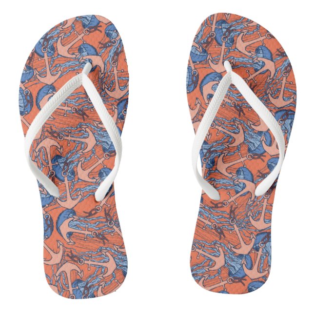 Anchor And Jellyfish Pattern Jandals (Footbed)