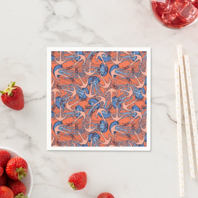 Anchor And Jellyfish Pattern Napkin (Insitu)
