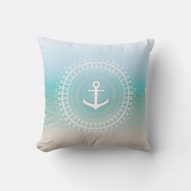 Anchor And Mandala Maritim Modern Cushion (Front)