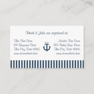 Anchor and Navy Stripes Baby Registry Card