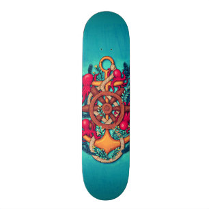 Anchor and octopuses skateboard