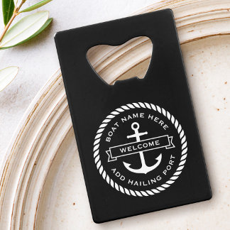 Anchor and rope boat name hailing port welcome