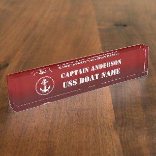 Anchor and Rope Captain and Boat Nameplate