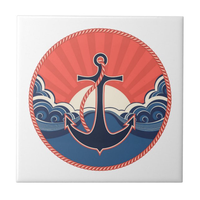 Anchor And Sea Wave Pattern Tile (Front)