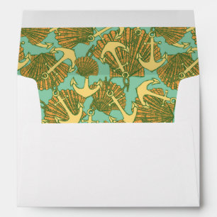 Anchor And Shells In Vintage Style Pattern Envelope