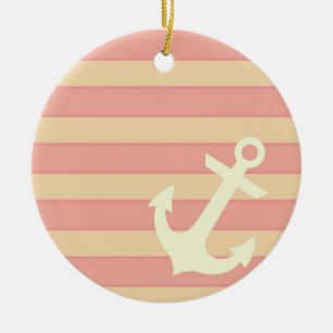 Anchor and Stripes Ceramic Tree Decoration