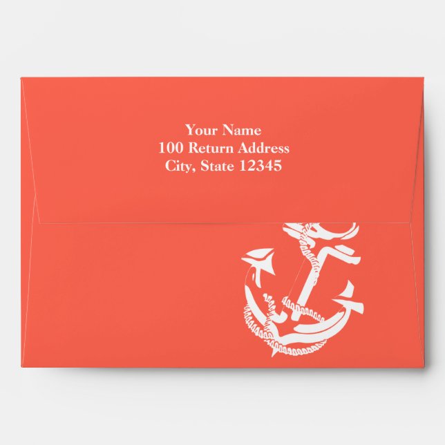 Anchor and Stripes Coral Envelope (Back (Top Flap))