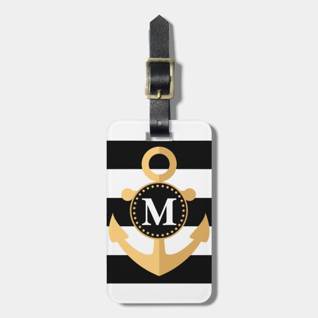Anchor and Stripes Luggage Tag (Front Vertical)