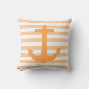 Anchor and Stripes Peach nautical Theme Cushion