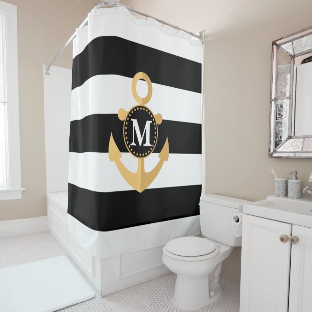 Anchor and Stripes Shower Curtain (In Situ)