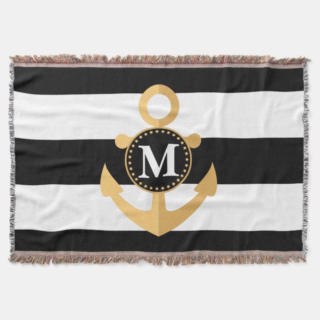 Anchor and Stripes Throw Blanket (Front)