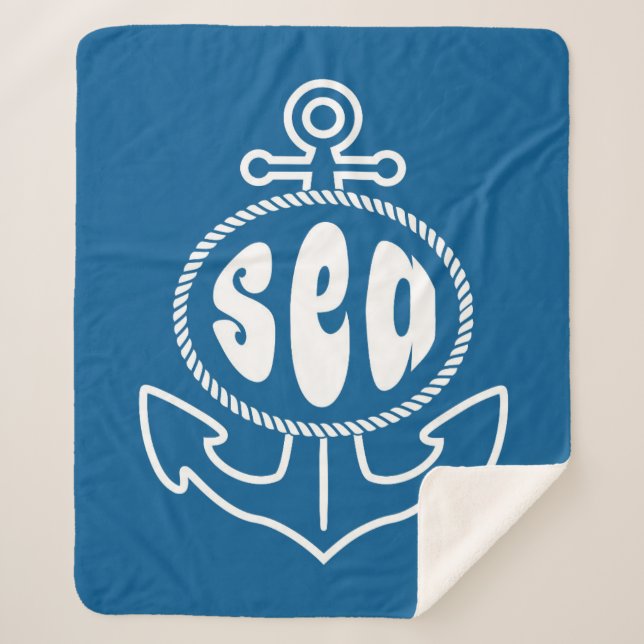 Anchor And The Sea Sherpa Blanket (Front)