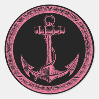 Anchor and Wreath Classic Round Sticker