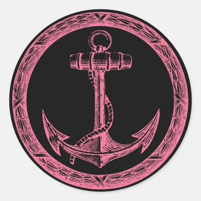Anchor and Wreath Classic Round Sticker (Front)