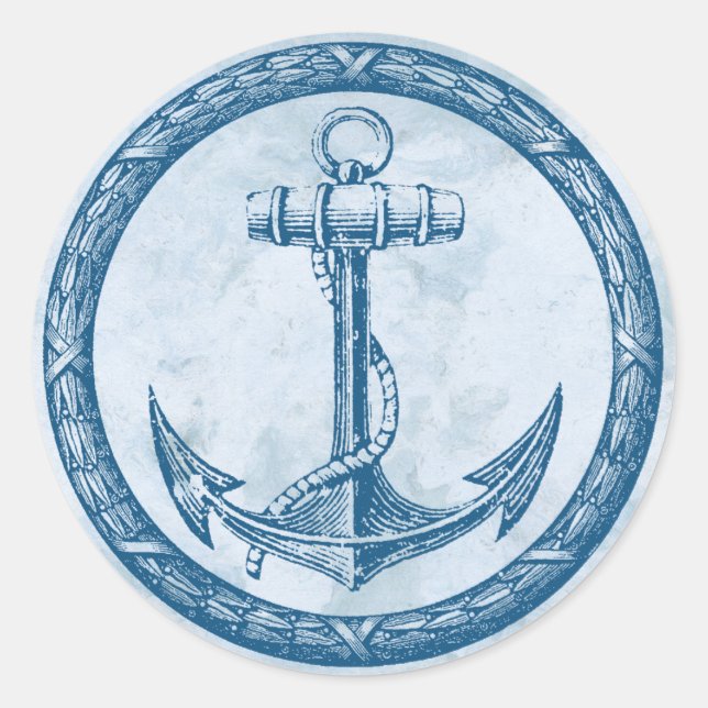 Anchor and Wreath Classic Round Sticker (Front)