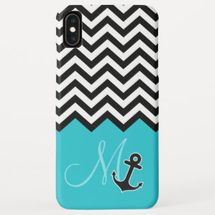 Anchor Aqua Blue Chevron Pattern Stylish Monogram Case-Mate iPhone Case