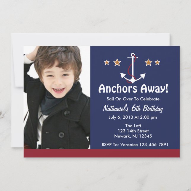 Anchor Away Birthday Invitation (Front)