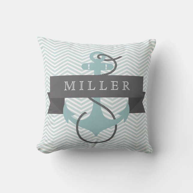 Anchor & Banner Personalised Throw Pillow (Front)