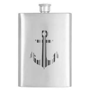 ANCHOR BAR CODE Boat Barcode Pattern Design Hip Flask