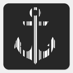 ANCHOR BAR CODE Boat Barcode Pattern Design Square Sticker