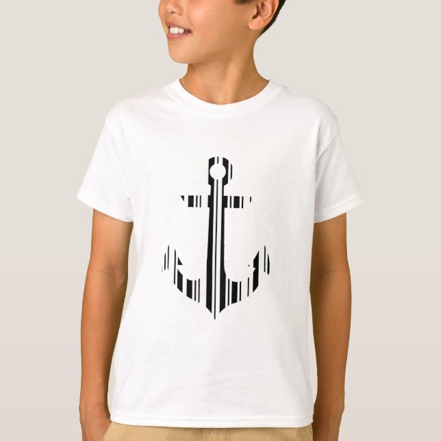 ANCHOR BAR CODE Boat Barcode Pattern Design T-Shirt (Front)