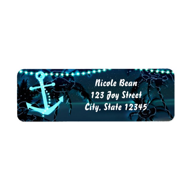 Anchor Beach Palm Trees Invitation Address Labels (Front)