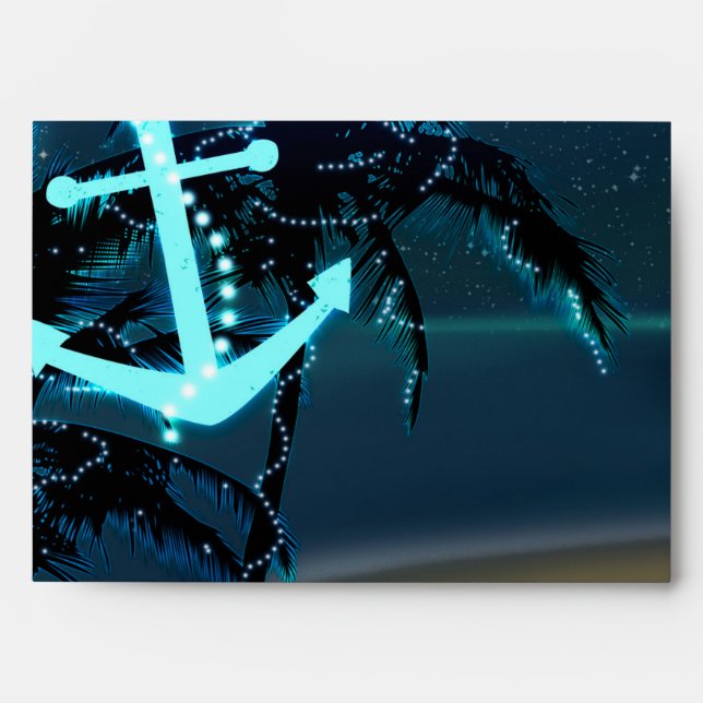 Anchor Beach Palm Trees & Lights Envelope (Front)