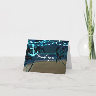 Anchor Beach Palm Trees & Lights Thank You Card