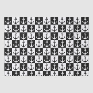 Anchor Black White Chequered Block Pattern Tissue Paper