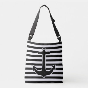 Anchor black with white contour + your ideas crossbody bag