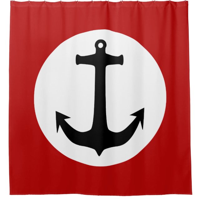 Anchor black + your background & ideas shower curtain (Front)