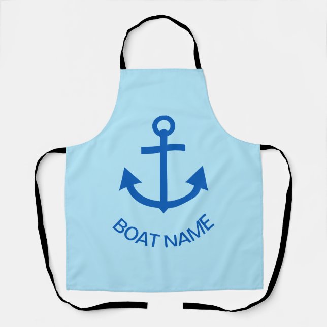 Anchor Blue Personalised Your Boat Name Apron (Front)