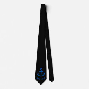 Anchor Blue Personalised Your Boat Name Black Tie