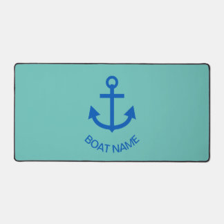 Anchor Blue Personalised Your Boat Name Mint Green Desk Mat