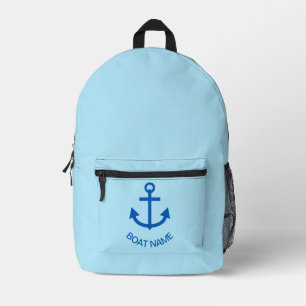 Anchor Blue Personalised Your Boat Name Printed Backpack