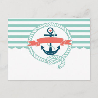 Anchor, blue,red, Nautical retro sailor girly Postcard