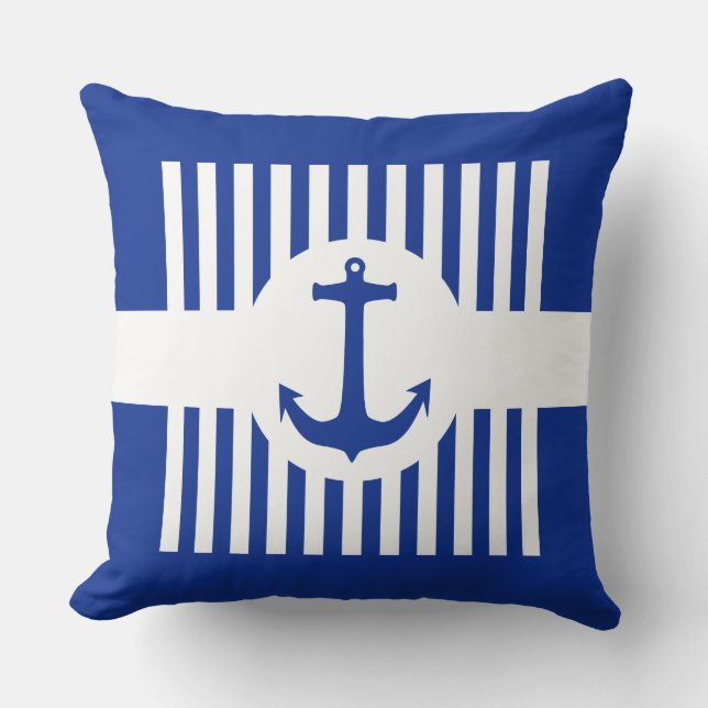 Anchor blue & stripes + your ideas cushion (Front)