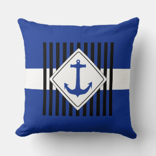 Anchor blue & stripes + your ideas cushion