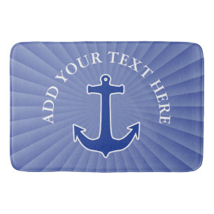 Anchor blue / white Contour + your ideas Bath Mat