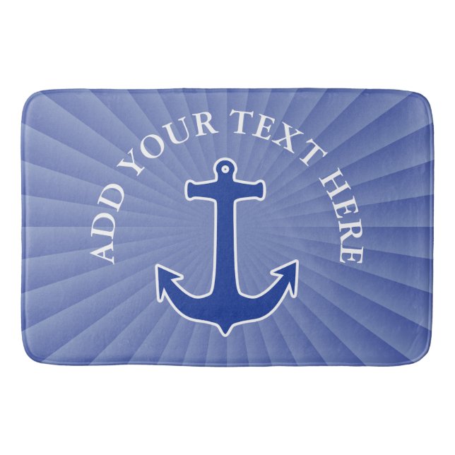 Anchor blue / white Contour + your ideas Bath Mat (Front)